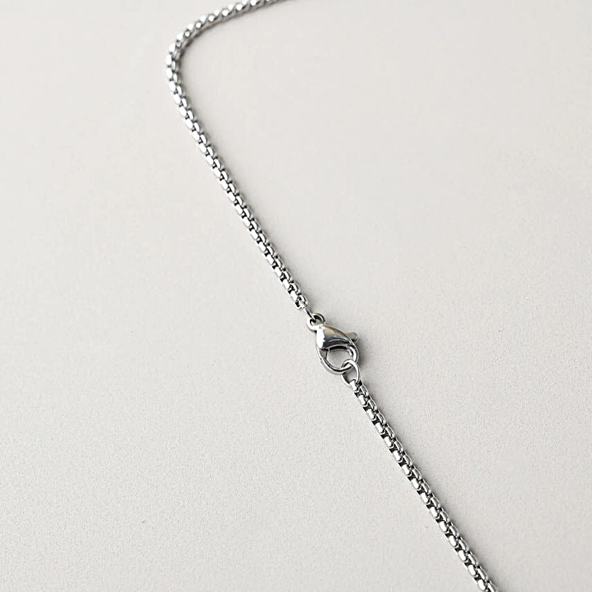 Customised Silver Neck Chain With Square Pendant