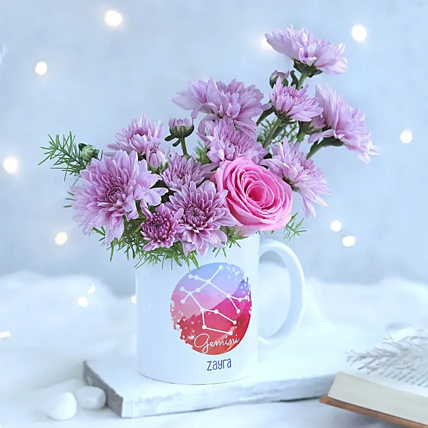 Dreamy Flowers Gemini Personalised Mug
