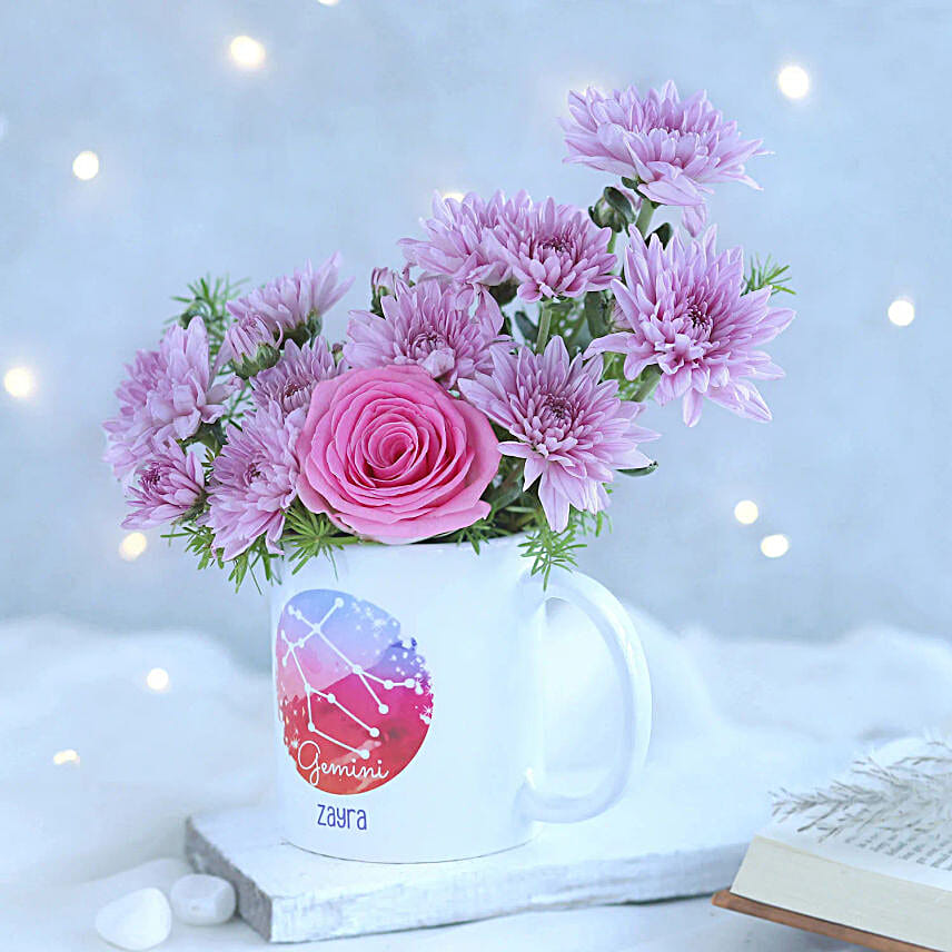 Dreamy Flowers Gemini Personalised Mug