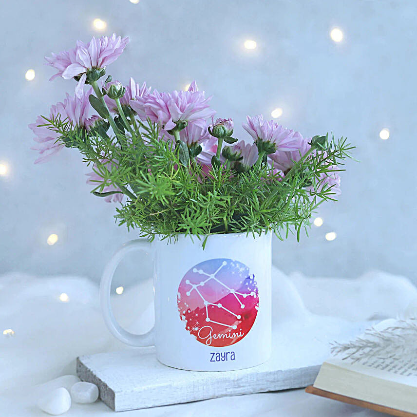 Dreamy Flowers Gemini Personalised Mug