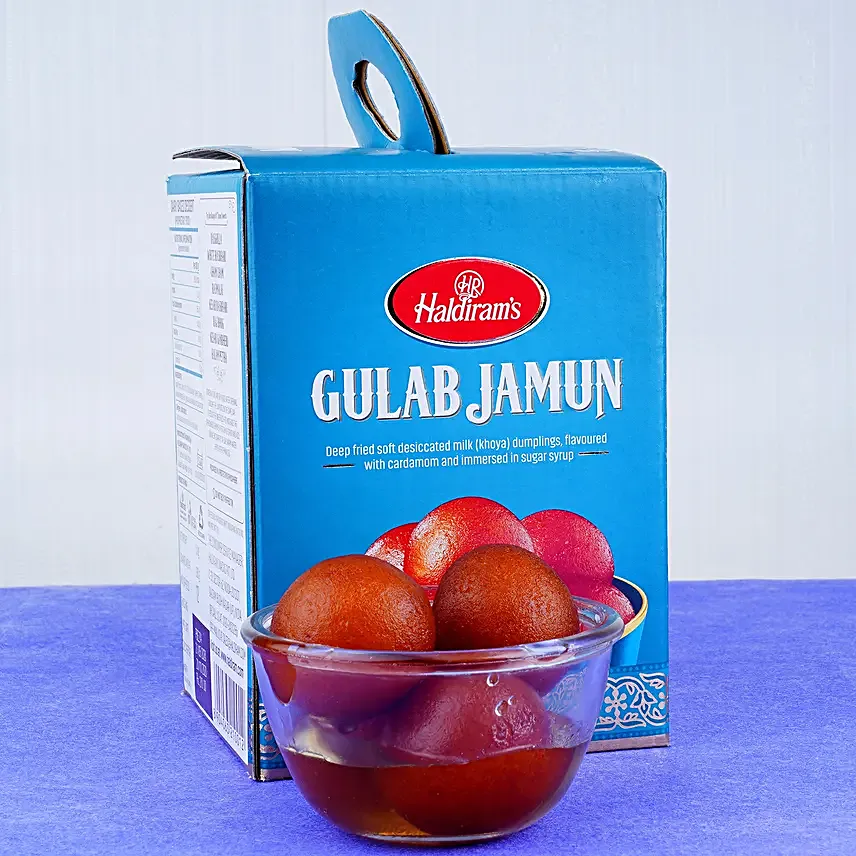 Elegant Pearl Thread Rakhi And Haldiram Gulab Jamun Tin