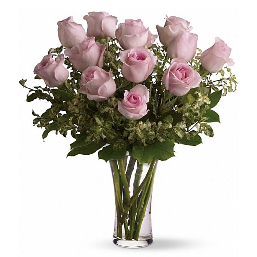 Elegant Pink Roses Vase