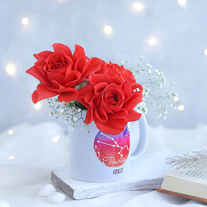 Endearing Roses Taurus Personalised Mug