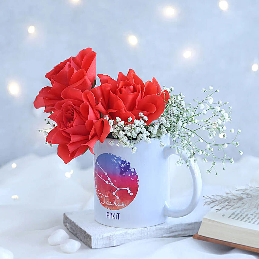 Endearing Roses Taurus Personalised Mug