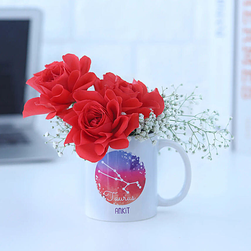 Endearing Roses Taurus Personalised Mug