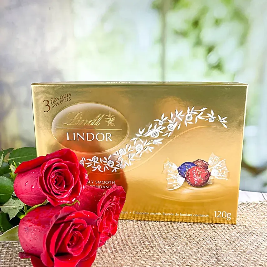 Eternal Love Red Roses Bunch And Lindt Chocolate