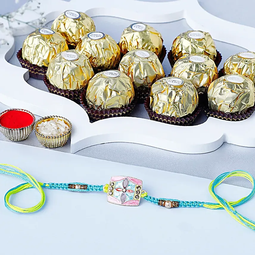 Floral Fantasy Rakhi N Ferrero Indulgence Pack