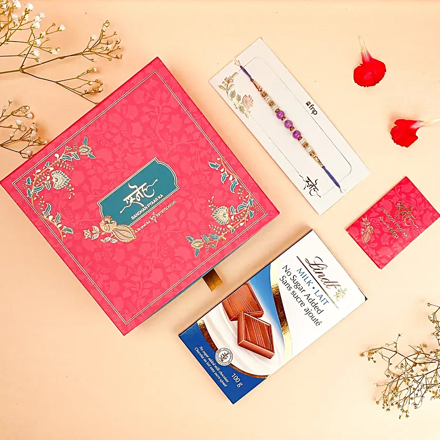 Gracious Love Pearl Rakhi N Lindt No Sugar Chocolate