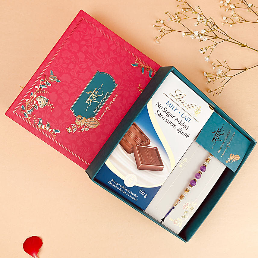 Gracious Love Pearl Rakhi N Lindt No Sugar Chocolate