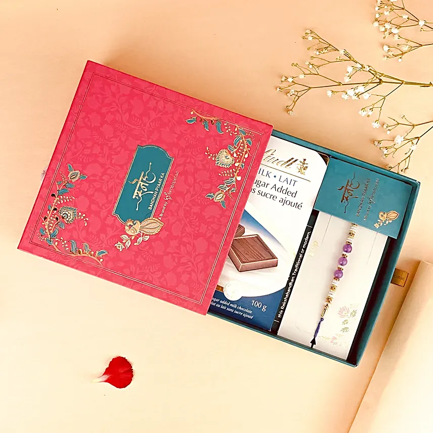 Gracious Love Pearl Rakhi N Lindt No Sugar Chocolate