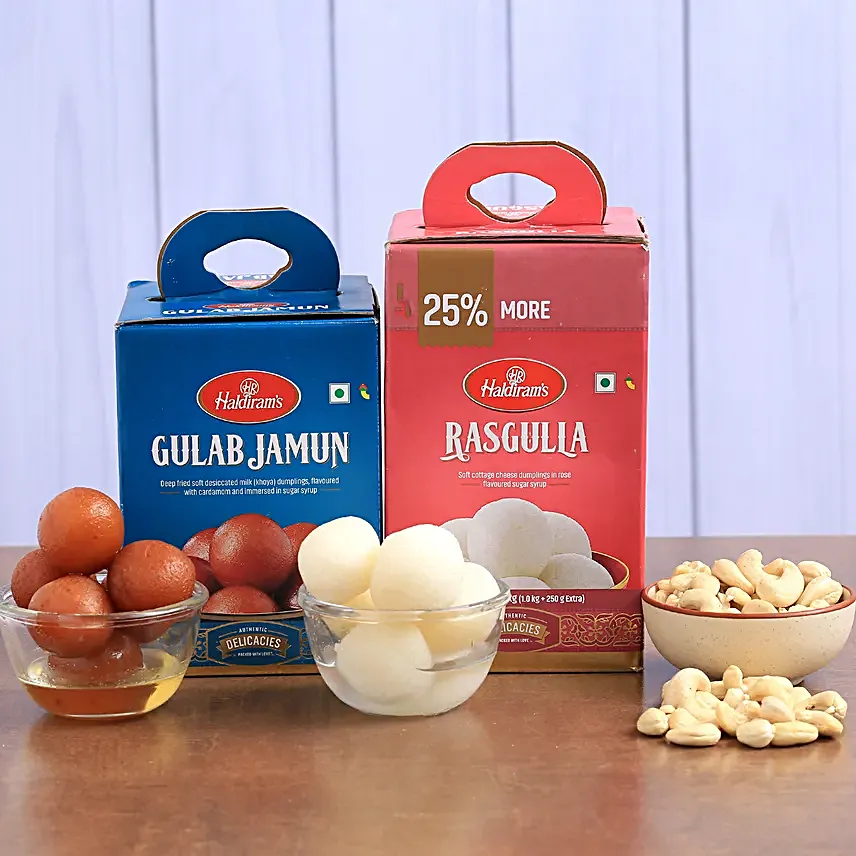 Haldiram Gulab Jamun And Rasgulla With Cashews
