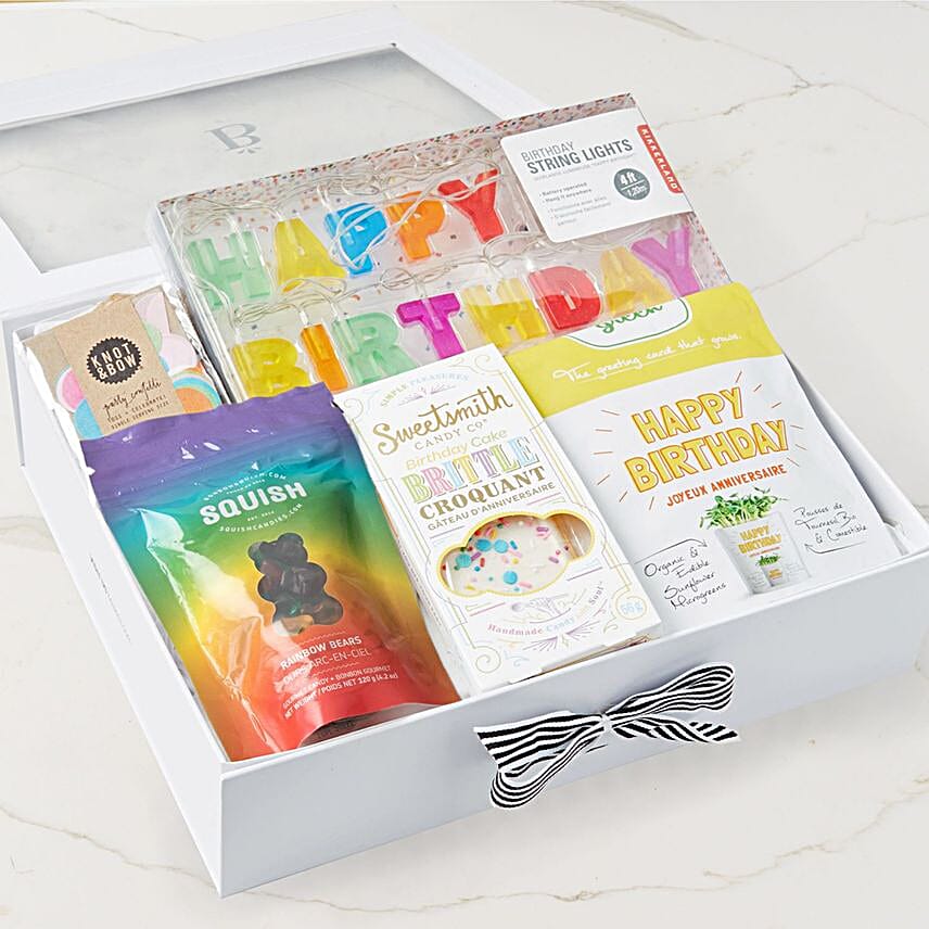 Happy Birthday Treats And String Lights Hamper