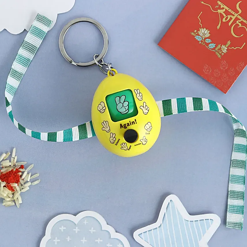 Joyful Rock Paper Scissors Toy Keychain Rakhi