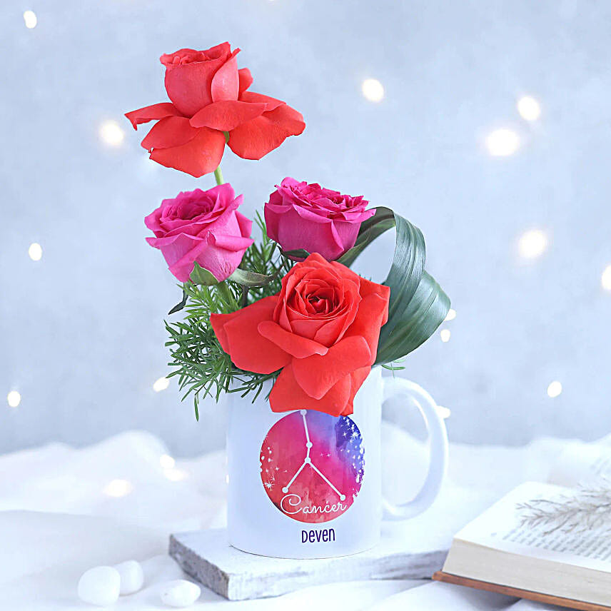 Love Roses Cancer Personalised Mug