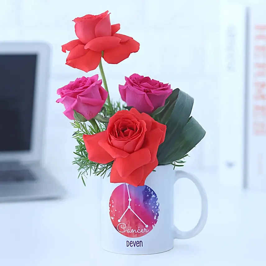 Love Roses Cancer Personalised Mug