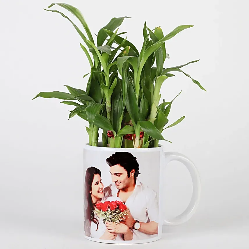 Lucky Bamboo Serenade in Personalized White Mug