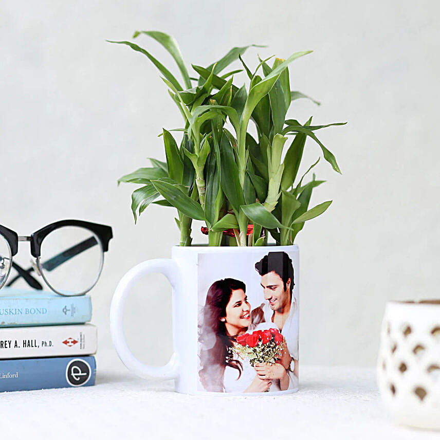 Lucky Bamboo Serenade in Personalized White Mug