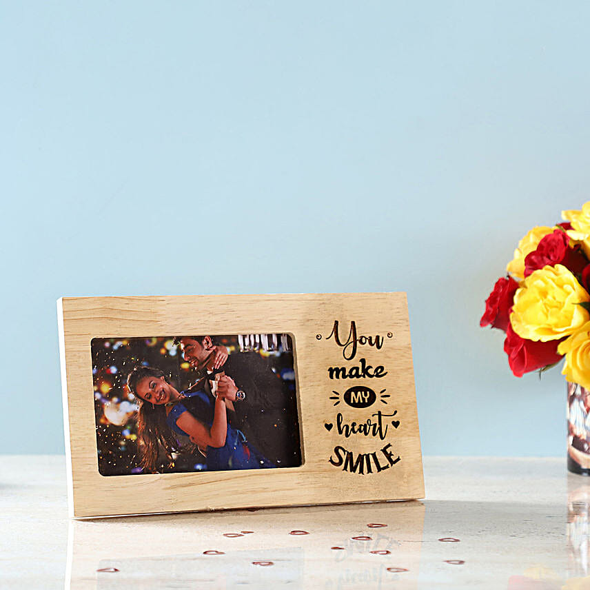 Make My Heart Smile Engraved Wooden Frame