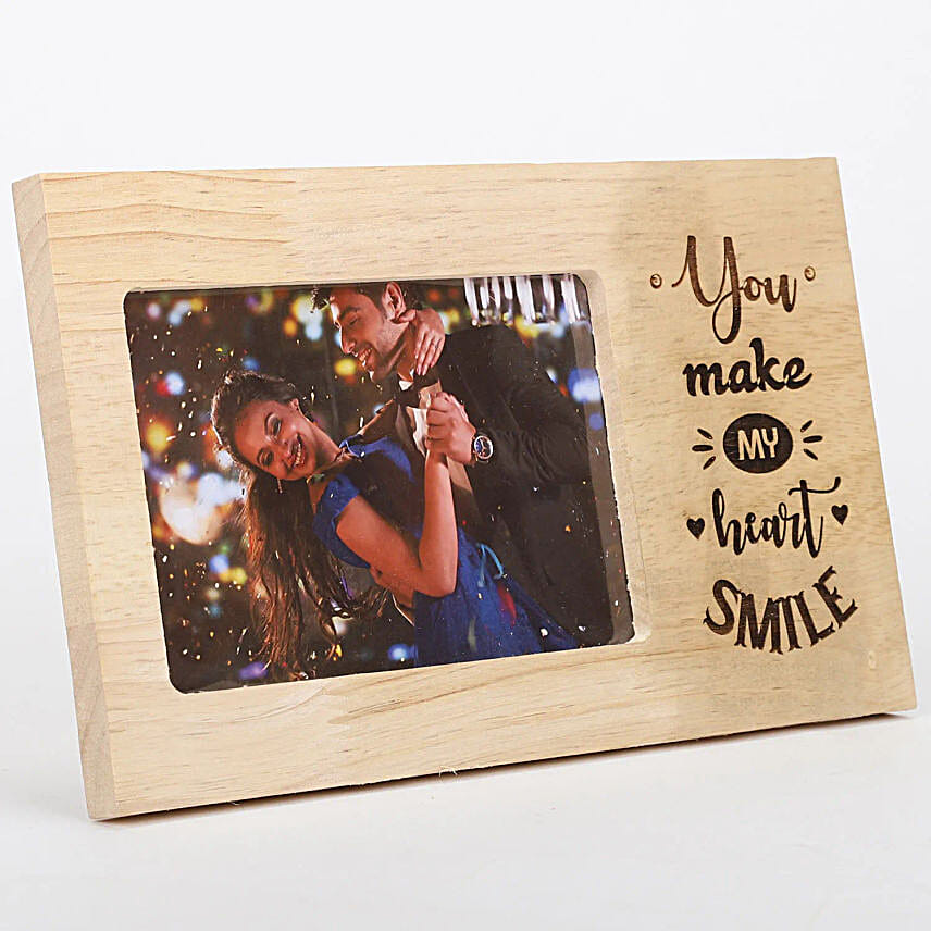Make My Heart Smile Engraved Wooden Frame