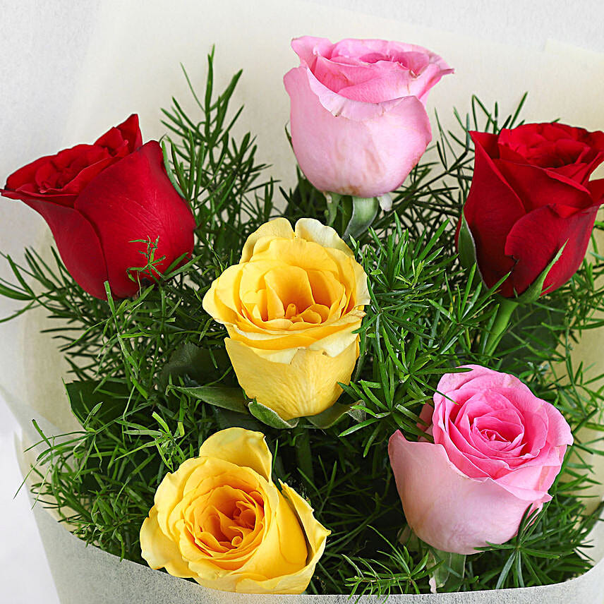 Mixed Love 6 Roses Bunch