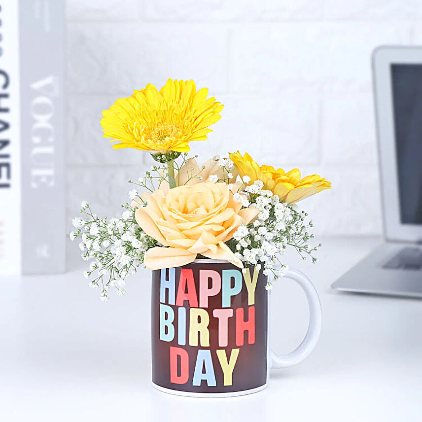 Mugful Blooms of Birthday Cheer