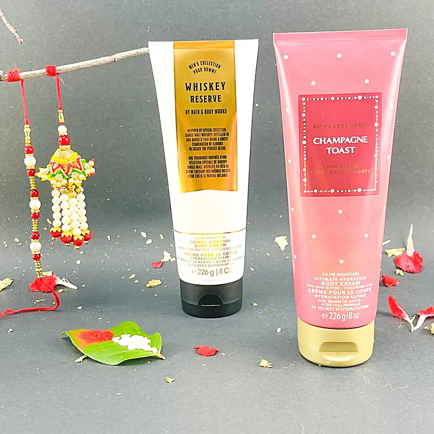 Pearl Bond Bhaiya Bhabhi Rakhi N Luxe Body Cream Duo
