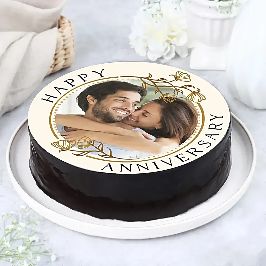 Personalised Anniversary Chocolate Photo Cake Half Kg