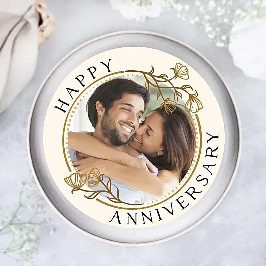 Personalised Anniversary Chocolate Photo Cake Half Kg