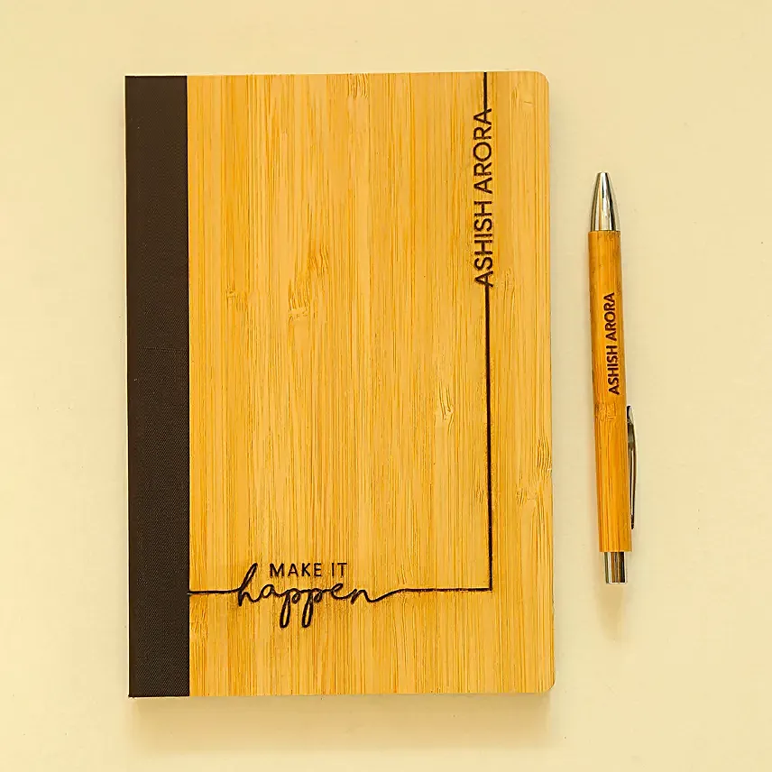 Personalised Bamboo Notebook N Pen Set