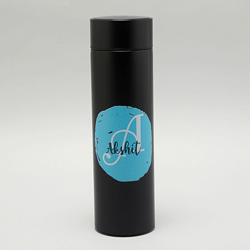 Personalised Black LED Temperature Bottle