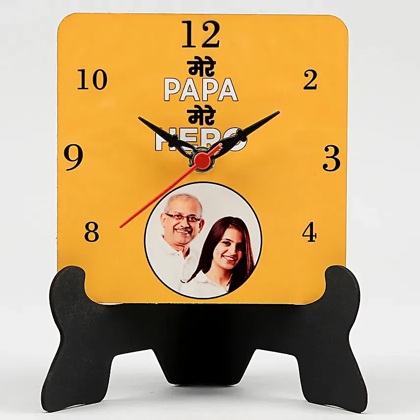 Personalised Mere Papa Hero Table Clock- Hand Delivery