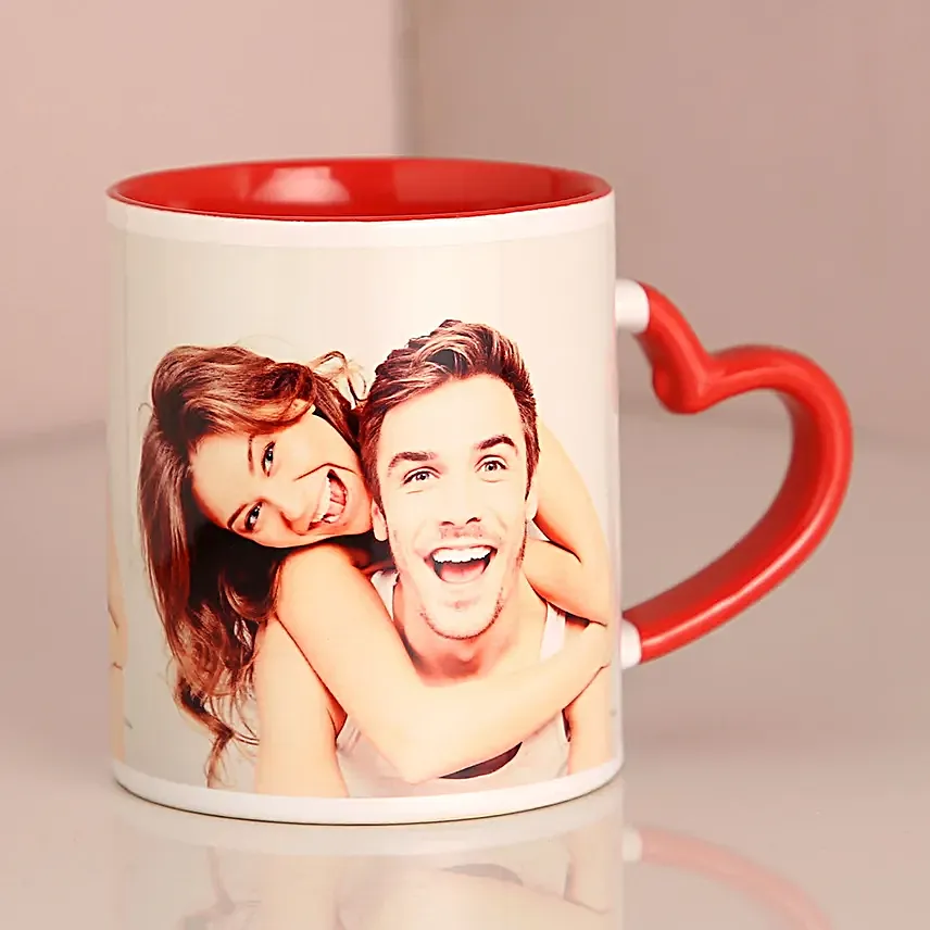 Valentine Red Heart Handle Mug