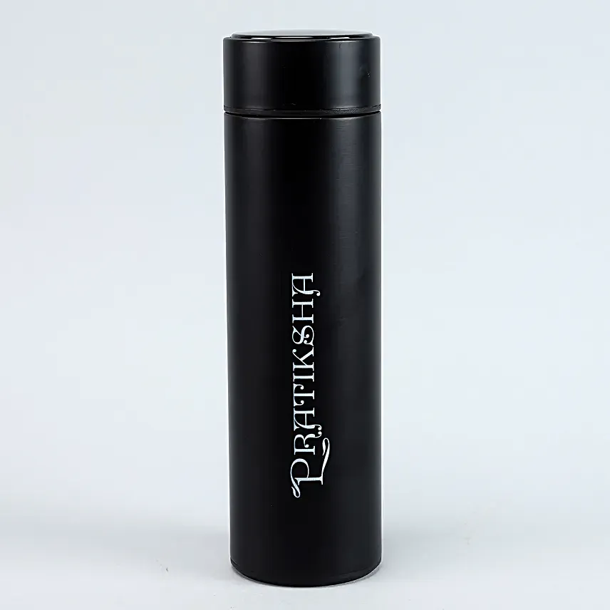 Personalised Temperature Display Black Water Bottle