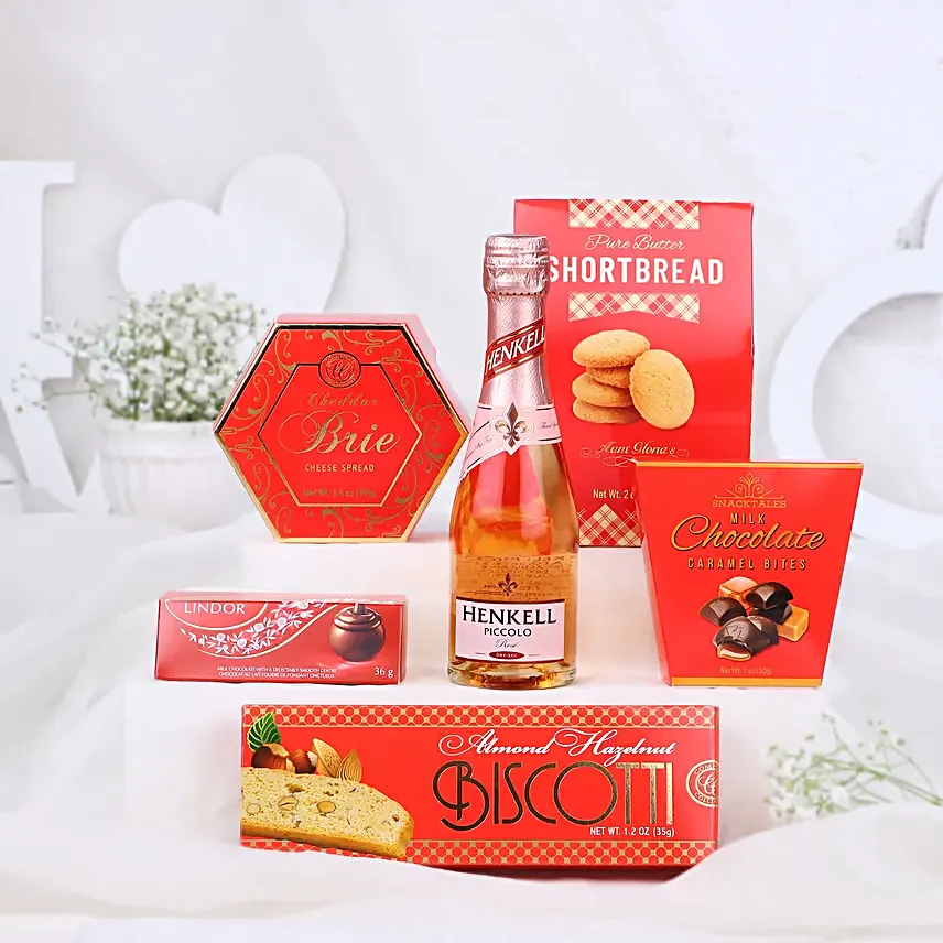 Pink Beauty Wine N Treats Valentine Hamper