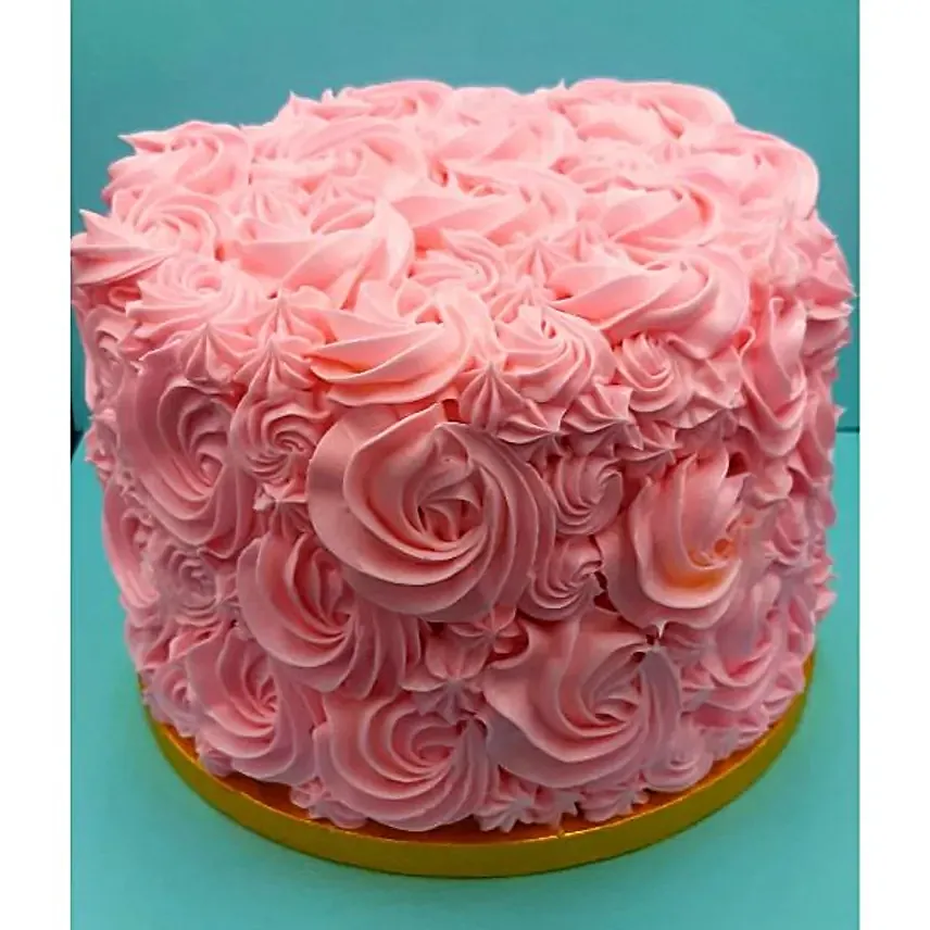 Pink Rose Swirl Red Velvet Cake