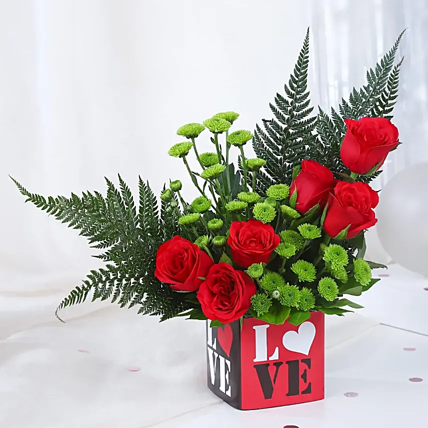 Red Rose Love Vase