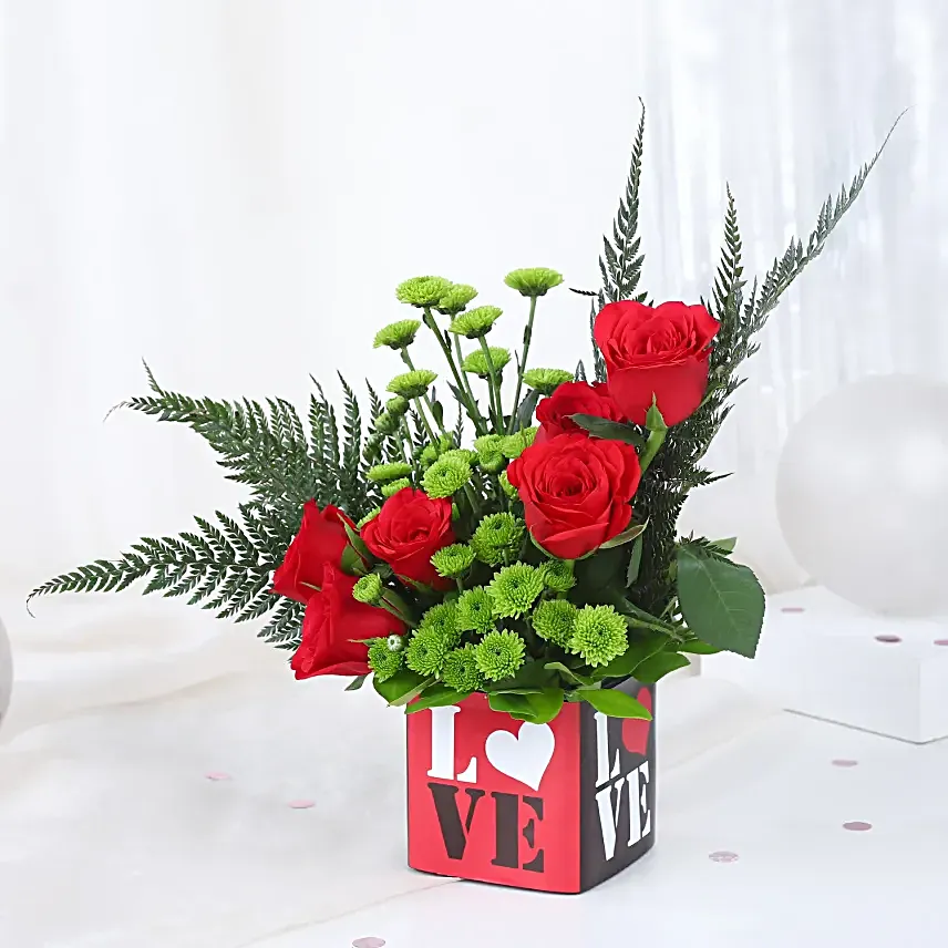 Red Rose Love Vase