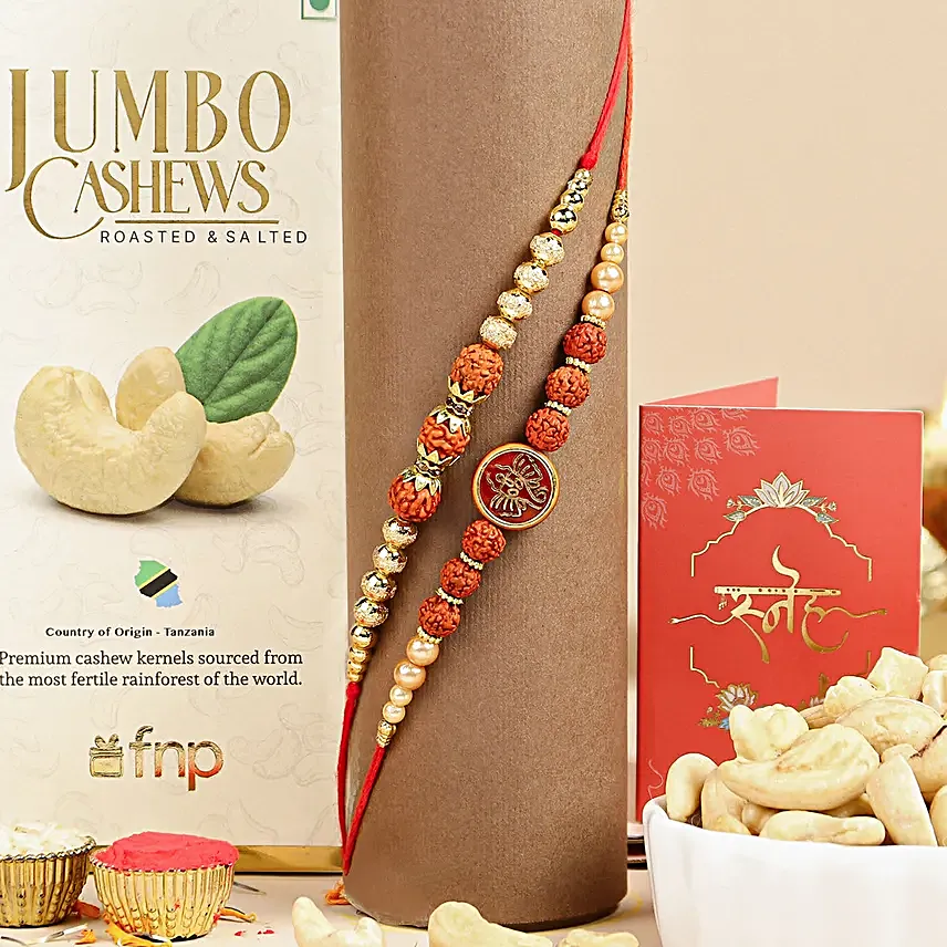 Serene Spirit Rudraksha Rakhi N Cashew Delight