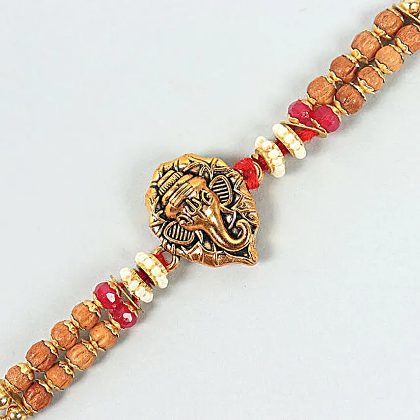 Sneh Ganesha Beads Rakhi N Besan Laddoo Combo