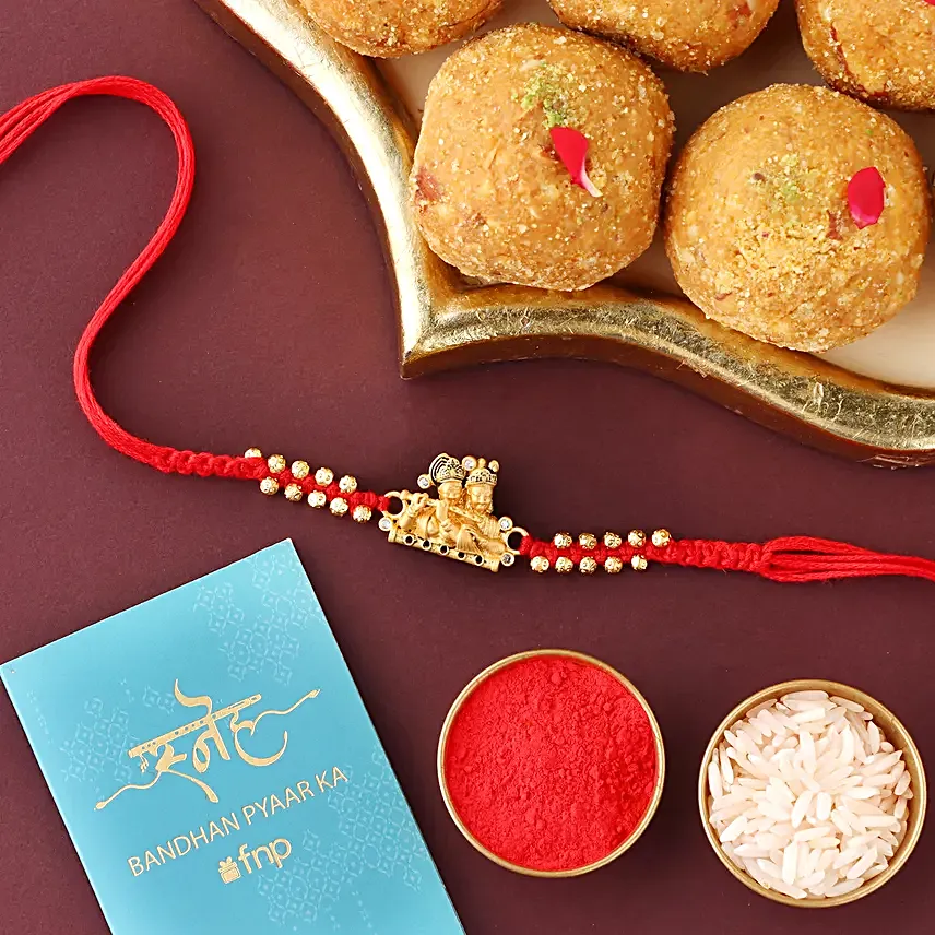 Sneh Golden Krishna Rakhi N Besan Laddoo