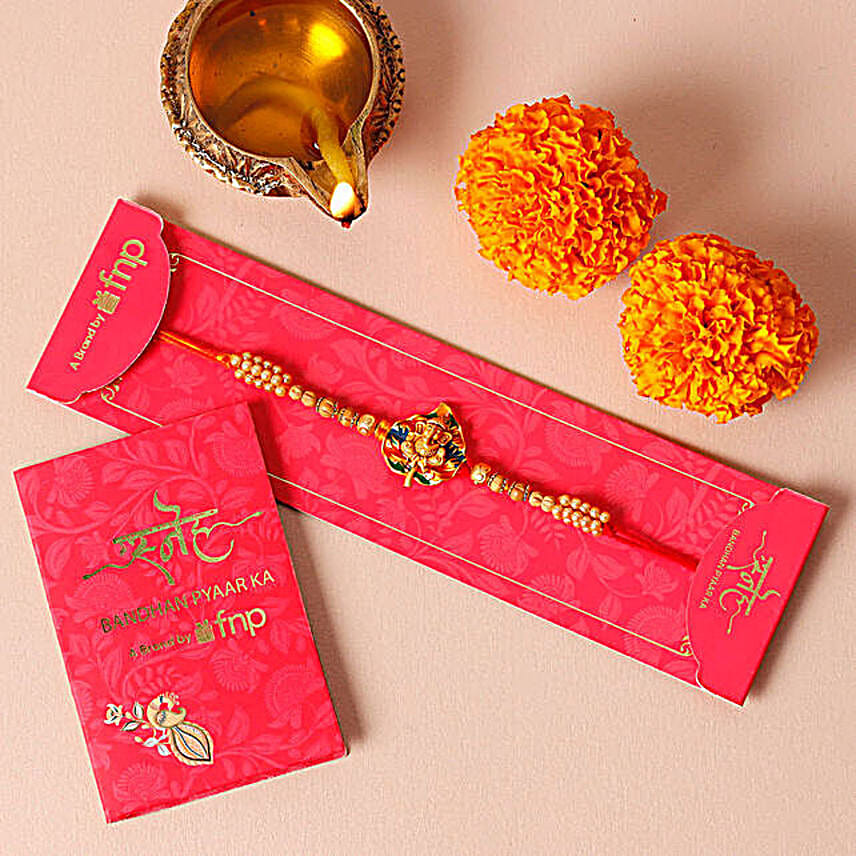 Sneh Meenakari Ganesha Rakhi N Almonds Combo
