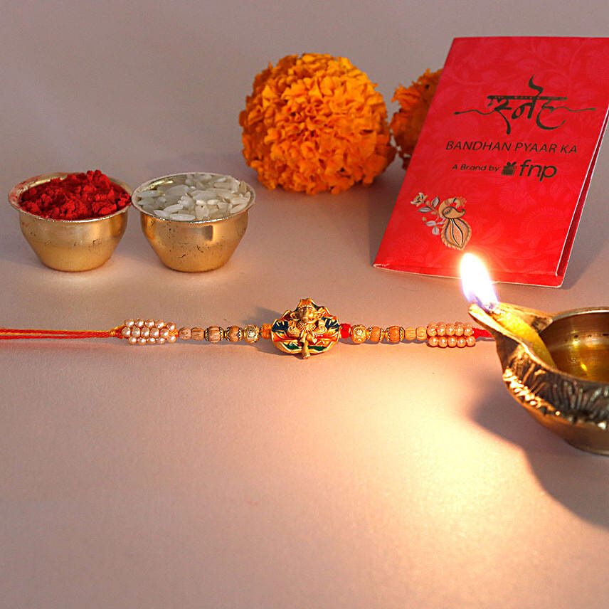 Sneh Meenakari Ganesha Rakhi N Almonds Combo