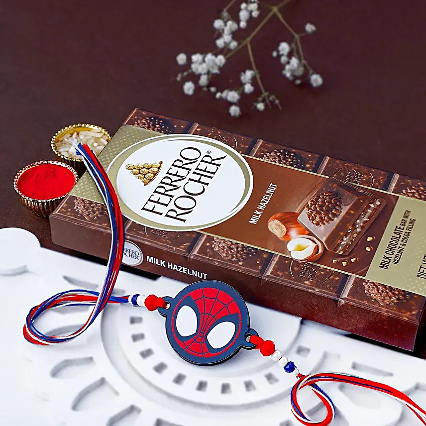 Spider Web Rakhi For Kids N Ferrero Bar