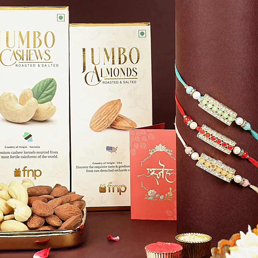 Stone Studded Rakhi Set N Nutty Treasures