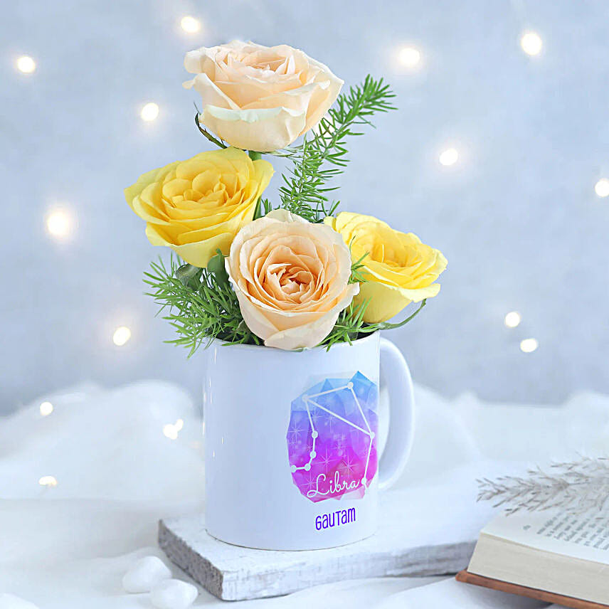Sunkissed Roses Libra Personalised Mug