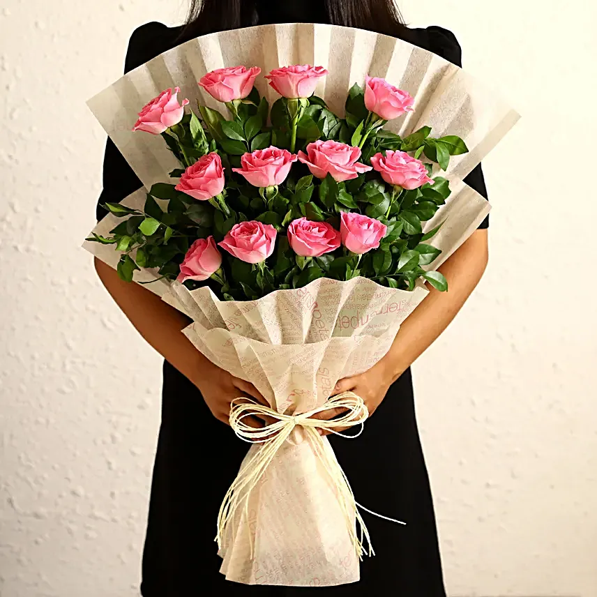 Sweet Memories Pink Roses Bouquet Chocolate Cake