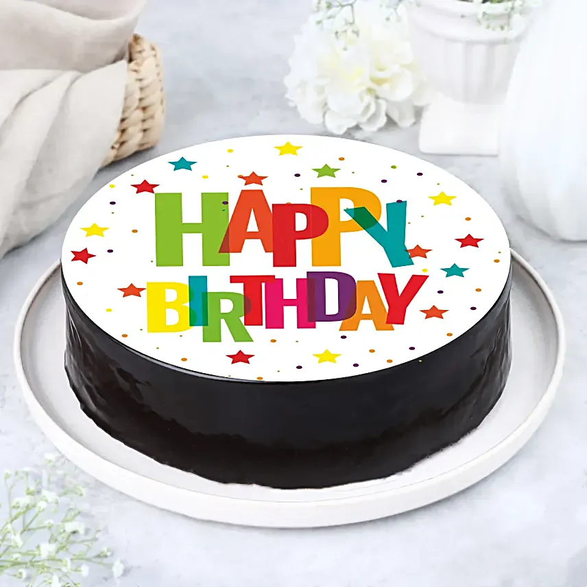 Vibrant Birthday Chocolate Photo Cake Half Kg