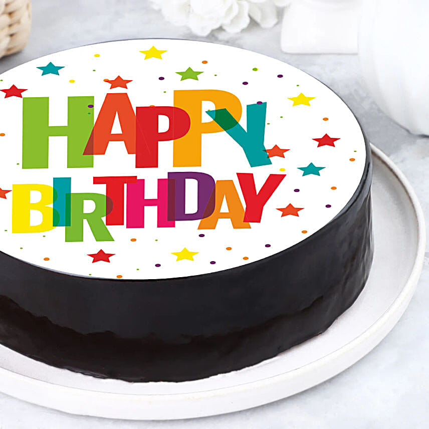 Vibrant Birthday Chocolate Photo Cake Half Kg