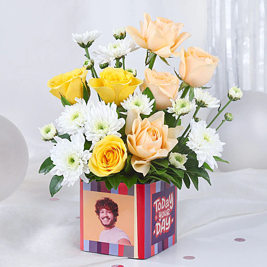 Whimsical Daisy and Peachy Roses