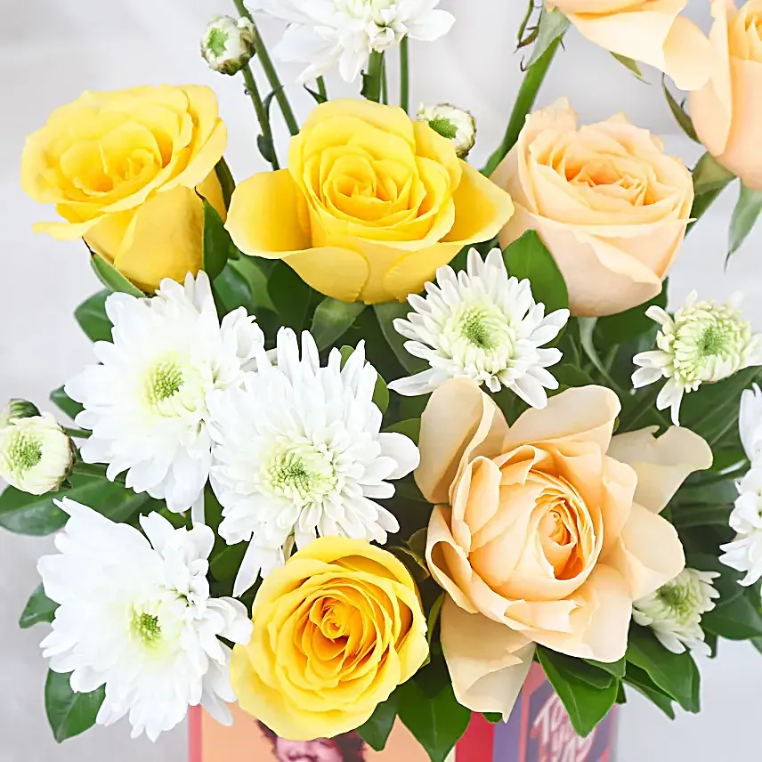 Whimsical Daisy and Peachy Roses